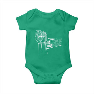 Believe In Yourself Baby Onesie Strong Fist Motivational Quote TS12 Irish Green Print Your Wear