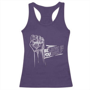 Believe In Yourself Racerback Tank Top Strong Fist Motivational Quote TS12 Purple Print Your Wear