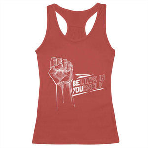 Believe In Yourself Racerback Tank Top Strong Fist Motivational Quote TS12 Red Print Your Wear
