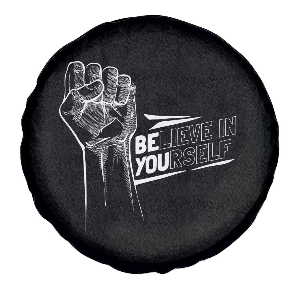 Believe In Yourself Spare Tire Cover Strong Fist Motivational Quote TS12 Print Your Wear
