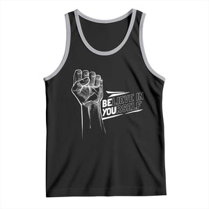 Believe In Yourself Tank Top Strong Fist Motivational Quote TS12 Black Athletic Heather Print Your Wear