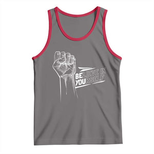 Believe In Yourself Tank Top Strong Fist Motivational Quote TS12 Deep Heather Red Print Your Wear