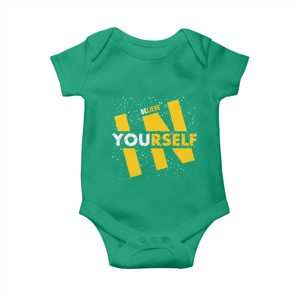 Inspirational Quote Baby Onesie Believe In Yourself Motivation TS12 Irish Green Print Your Wear
