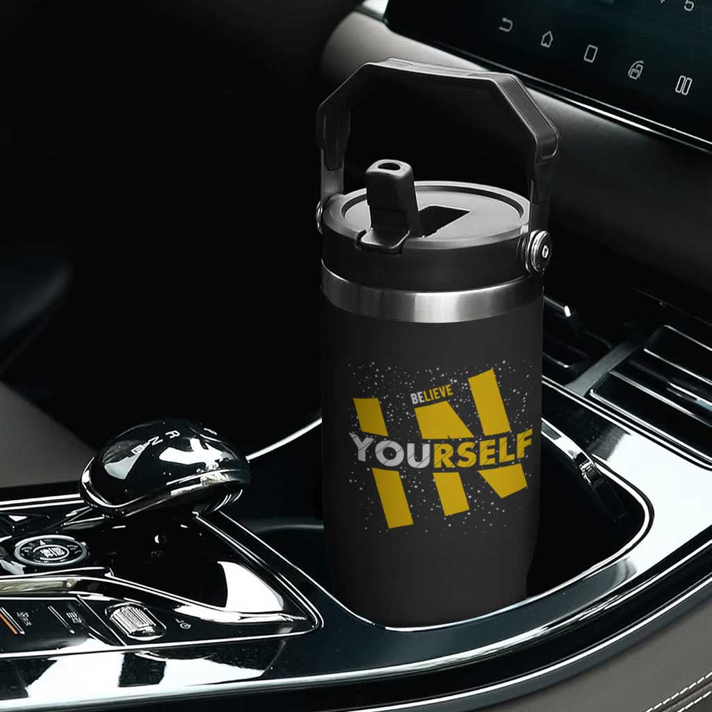 Inspirational Quote Flip Straw Tumbler Believe In Yourself Motivation TS12 Print Your Wear
