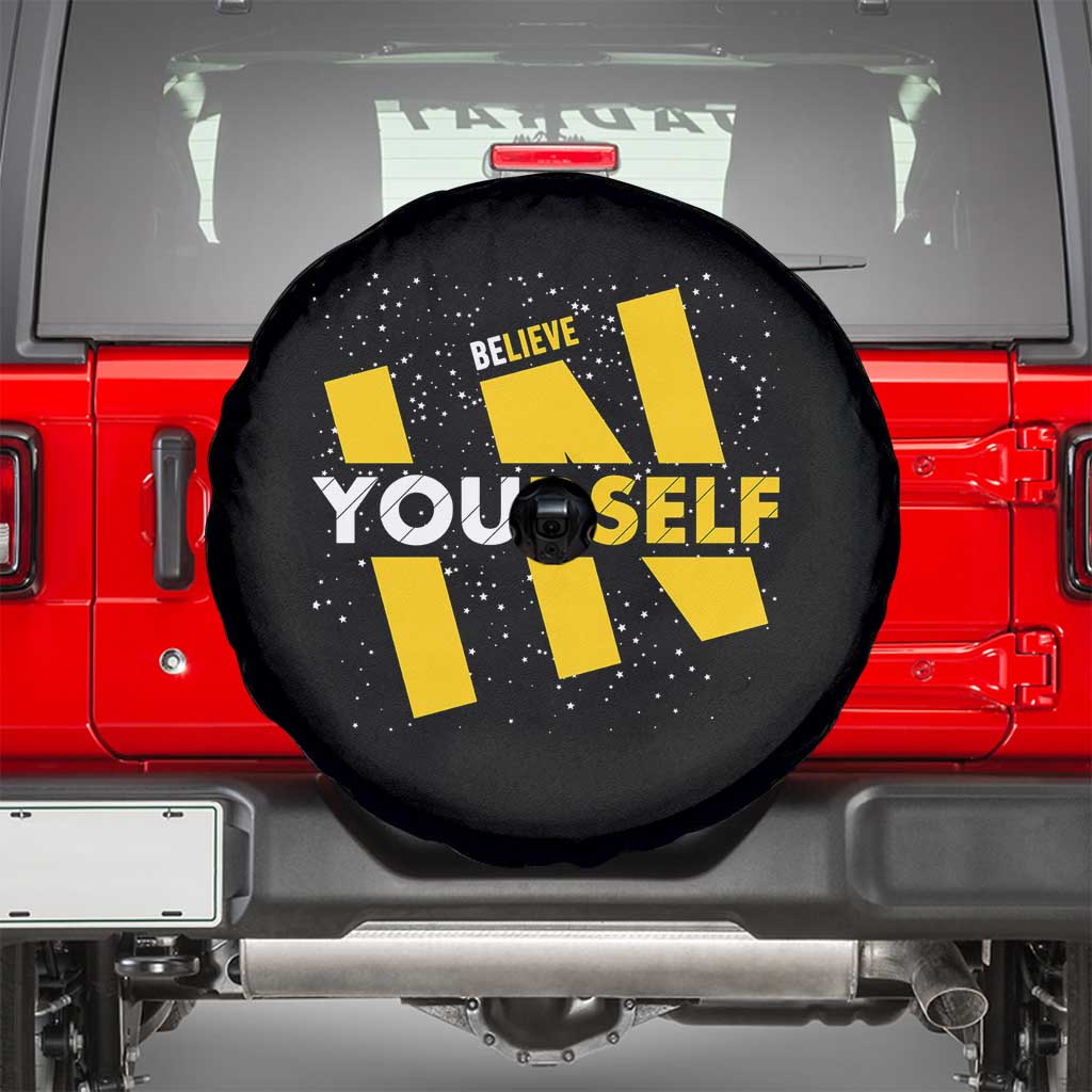 Inspirational Quote Spare Tire Cover Believe In Yourself Motivation TS12 Black Print Your Wear