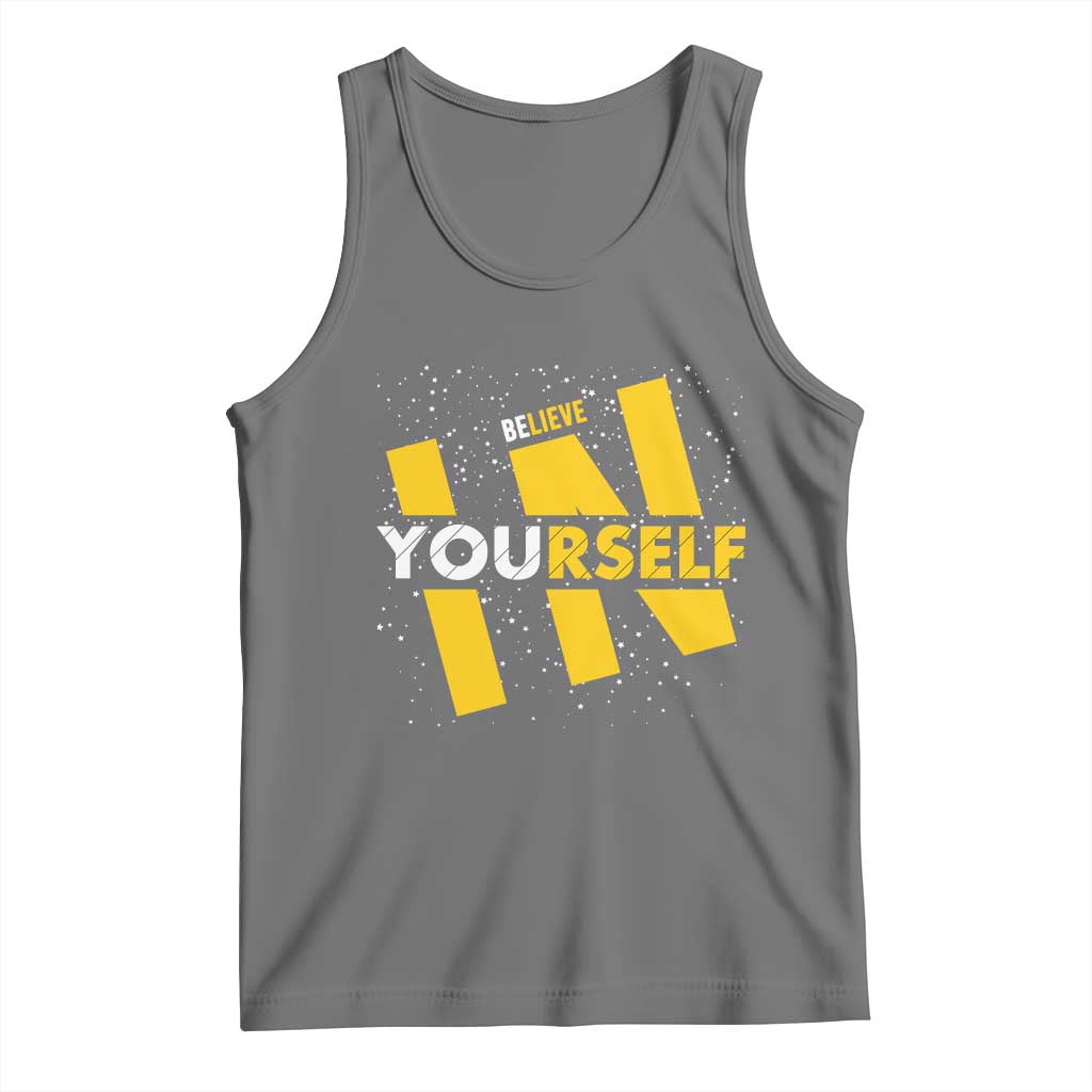 Inspirational Quote Tank Top Believe In Yourself Motivation TS12 Black Heather Print Your Wear