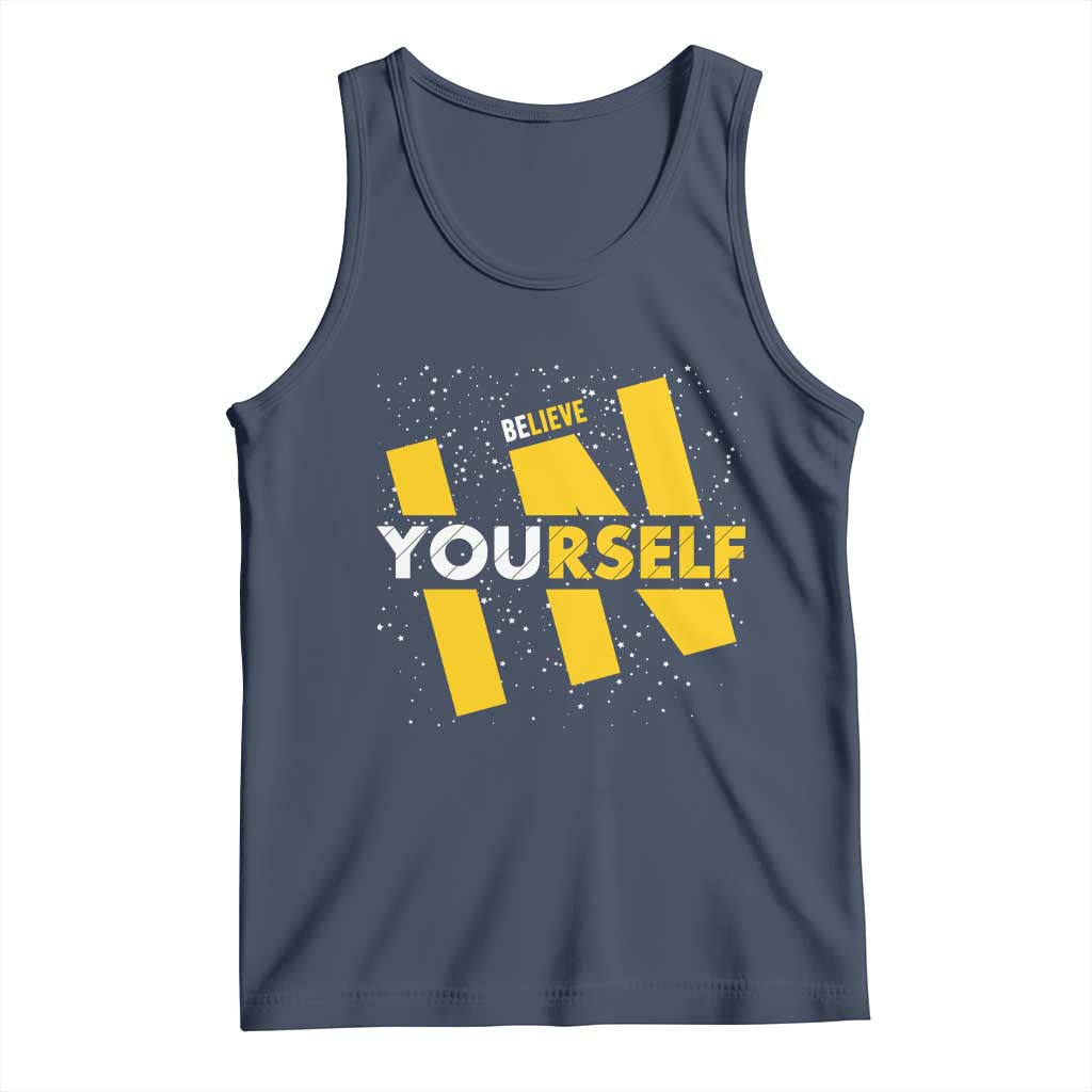 Inspirational Quote Tank Top Believe In Yourself Motivation TS12 Navy Print Your Wear