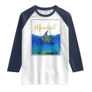 Mindset Is Everything Raglan Shirt Positive Thinking Motivation TS12 White Navy Print Your Wear