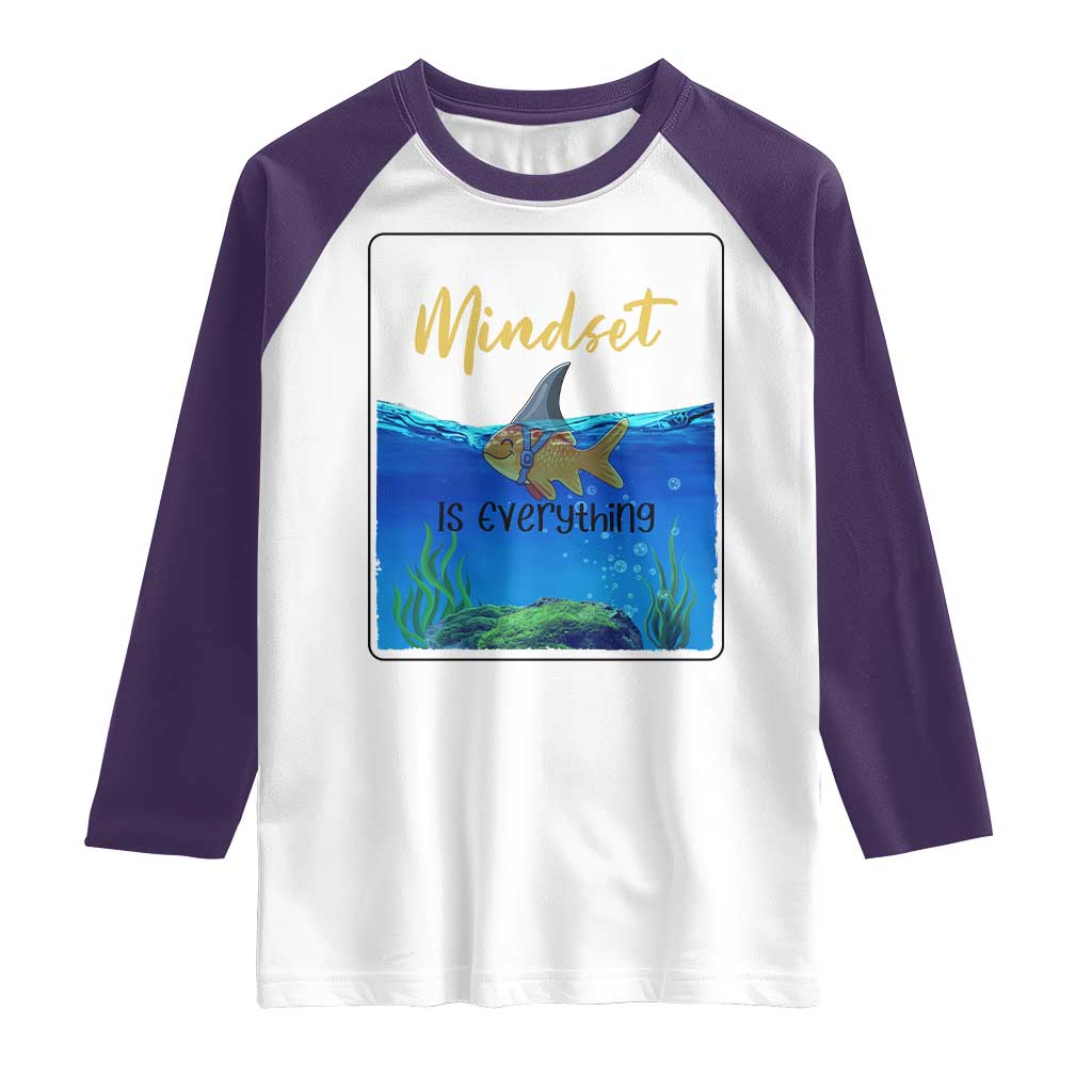 Mindset Is Everything Raglan Shirt Positive Thinking Motivation TS12 White Purple Print Your Wear