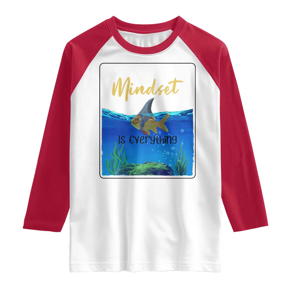 Mindset Is Everything Raglan Shirt Positive Thinking Motivation TS12 White Red Print Your Wear