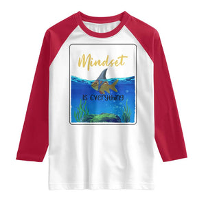 Mindset Is Everything Raglan Shirt Positive Thinking Motivation TS12 White Red Print Your Wear