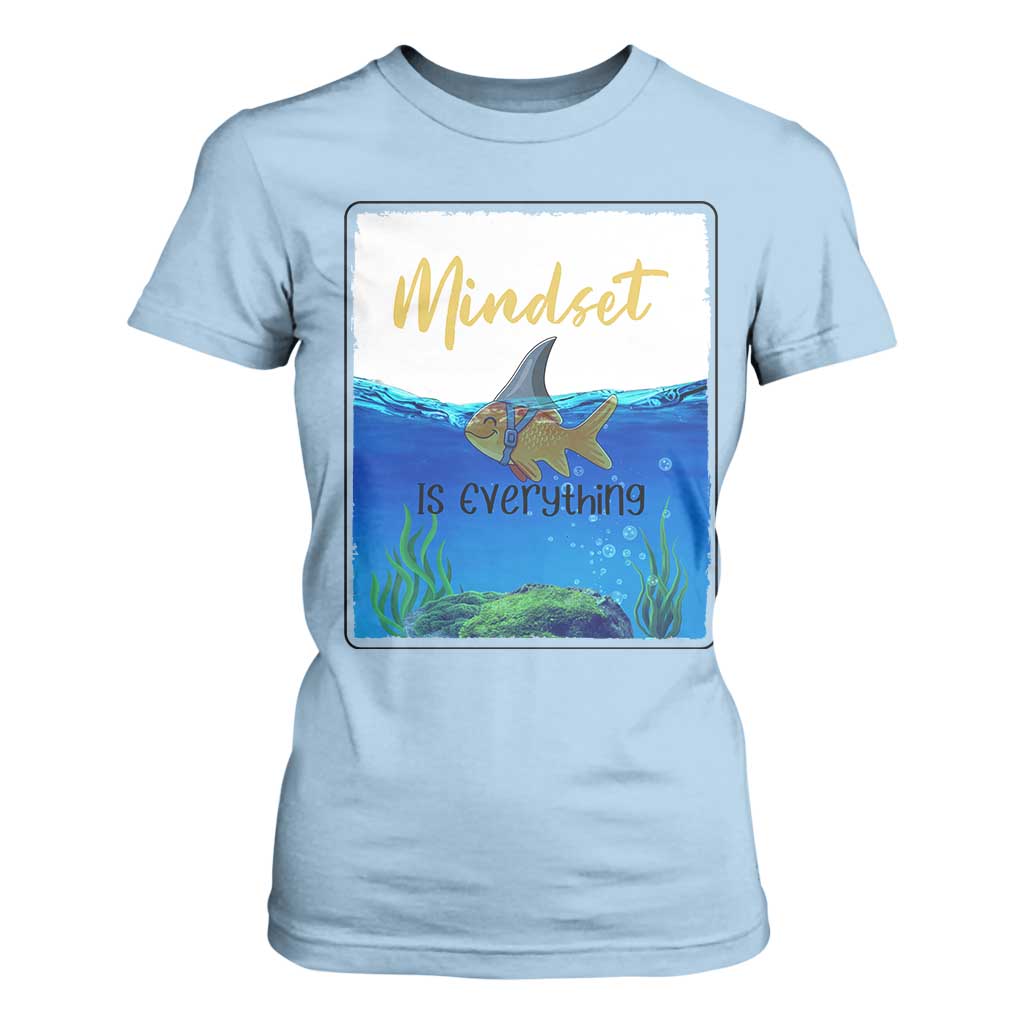 Mindset Is Everything T Shirt For Women Positive Thinking Motivation TS12 Light Blue Print Your Wear