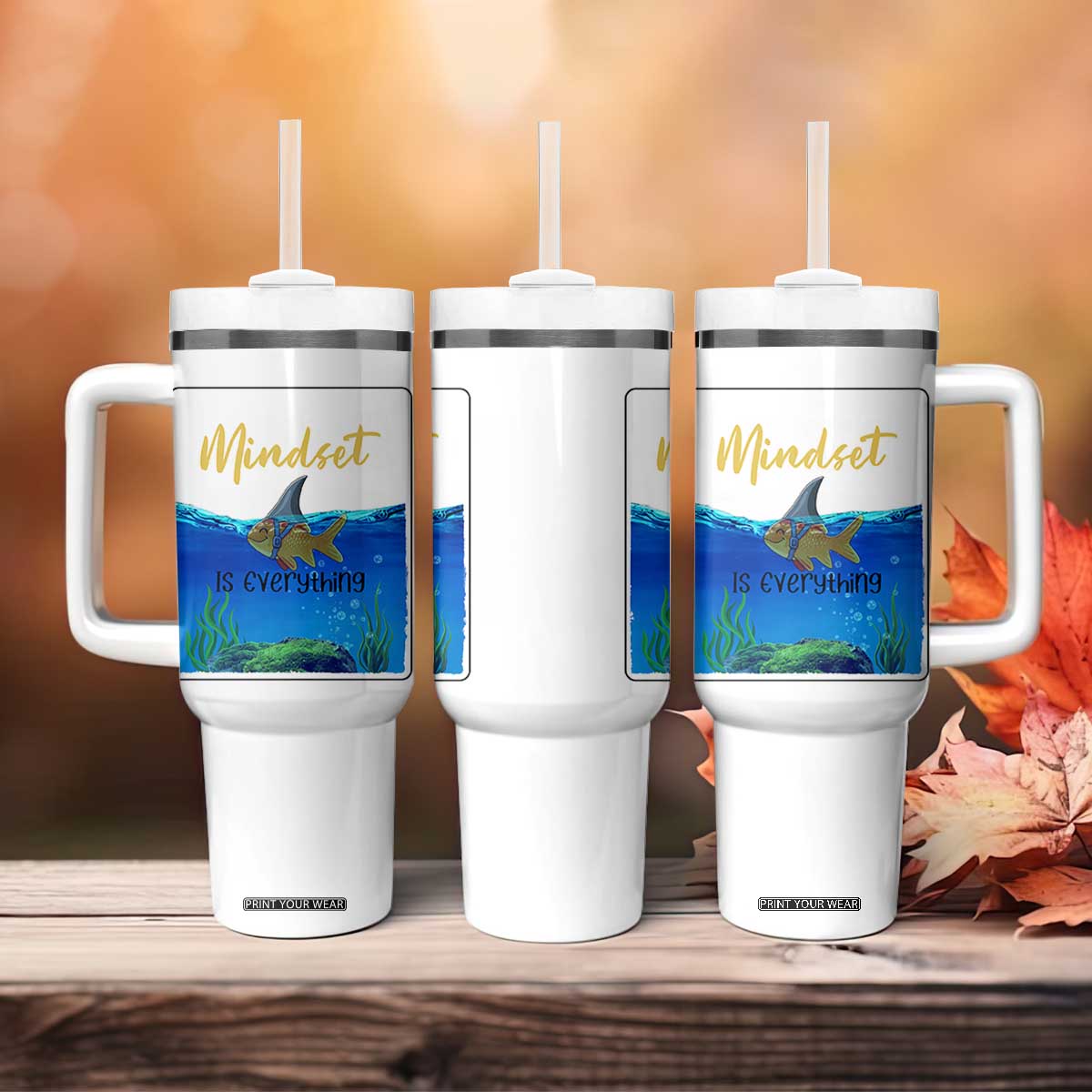 Mindset Is Everything Tumbler With Handle Positive Thinking Motivation TS12 Print Your Wear