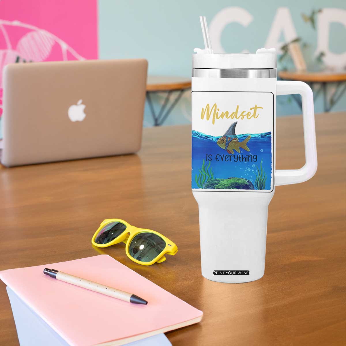 Mindset Is Everything Tumbler With Handle Positive Thinking Motivation TS12 Print Your Wear
