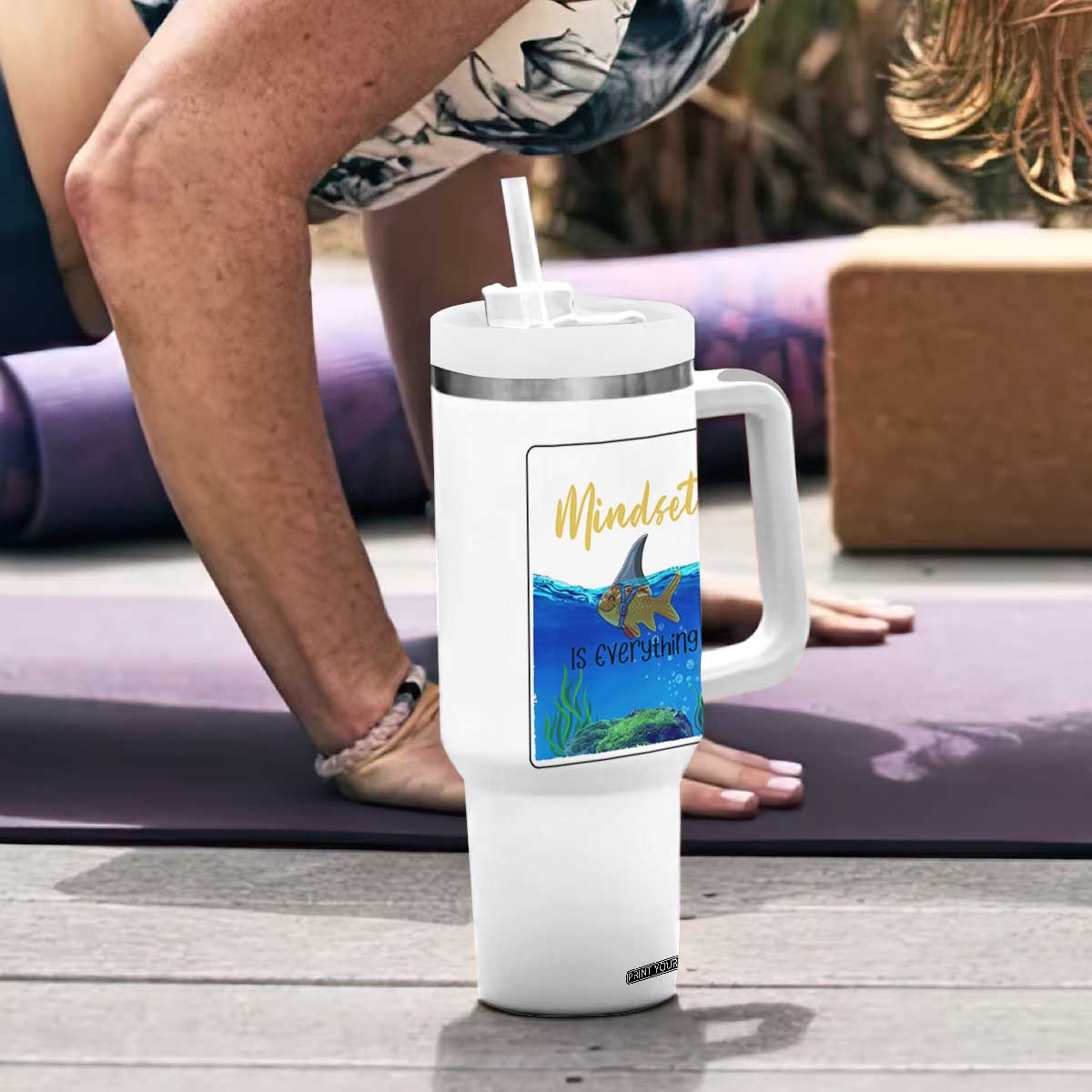 Mindset Is Everything Tumbler With Handle Positive Thinking Motivation TS12 Print Your Wear