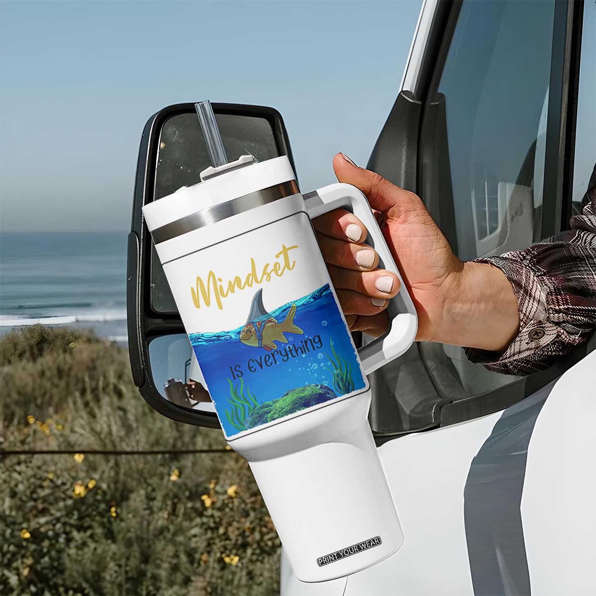 Mindset Is Everything Tumbler With Handle Positive Thinking Motivation TS12 Print Your Wear