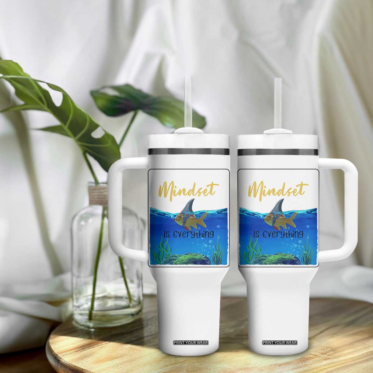 Mindset Is Everything Tumbler With Handle Positive Thinking Motivation TS12 Print Your Wear
