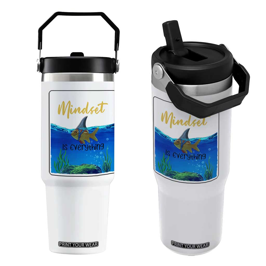 Mindset Is Everything Flip Straw Tumbler Positive Thinking Motivation TS12 One Size: 30 oz White Print Your Wear