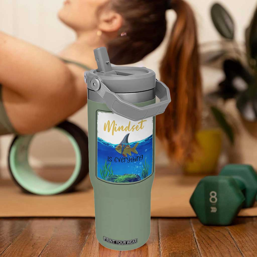 Mindset Is Everything Flip Straw Tumbler Positive Thinking Motivation TS12 One Size: 30 oz Moss Green Print Your Wear