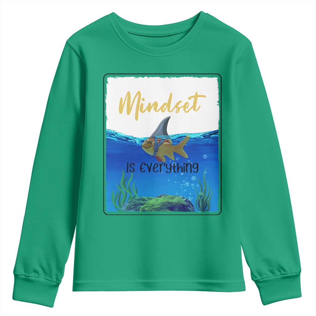 Mindset Is Everything Youth Sweatshirt Positive Thinking Motivation TS12 Irish Green Print Your Wear