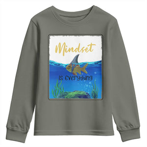 Mindset Is Everything Youth Sweatshirt Positive Thinking Motivation TS12 Military Green Print Your Wear