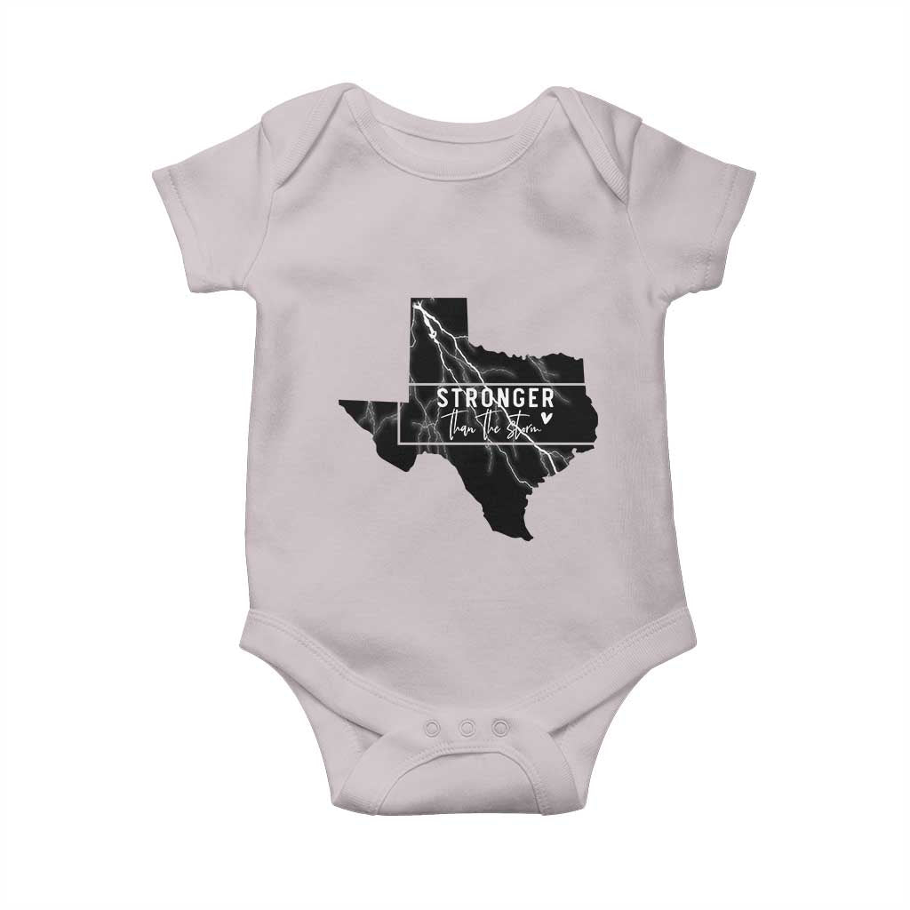 Strong Texas Baby Onesie Stronger Than The Storm Quote TS12 Ice Gray Print Your Wear
