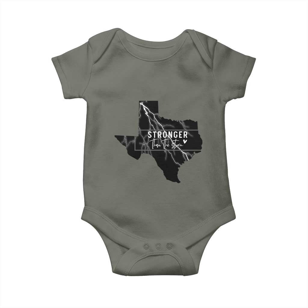 Strong Texas Baby Onesie Stronger Than The Storm Quote TS12 Military Green Print Your Wear
