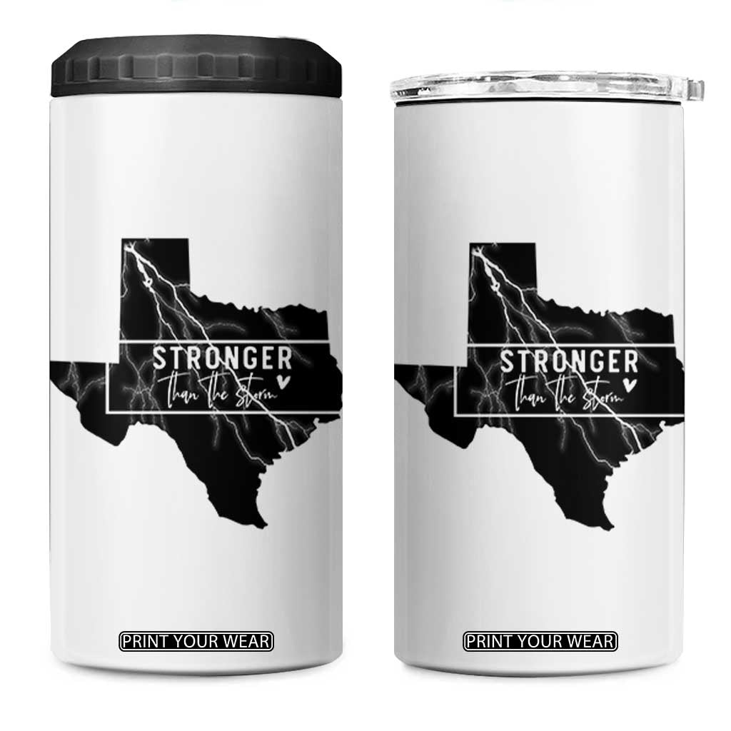 Strong Texas 4 in 1 Can Cooler Tumbler Stronger Than The Storm Quote TS12 One Size: 16 oz White Print Your Wear