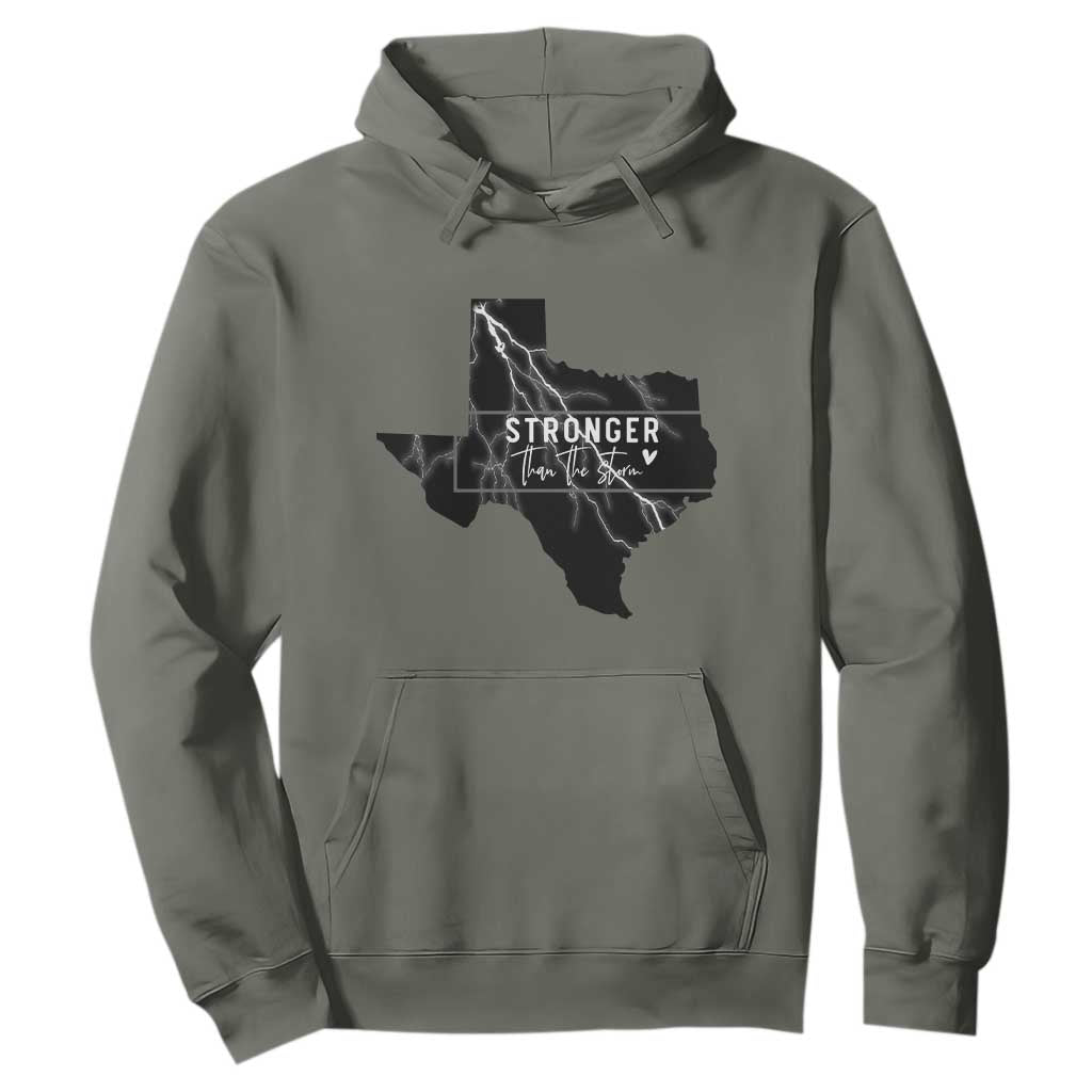 Strong Texas Hoodie Stronger Than The Storm Quote TS12 Military Green Print Your Wear
