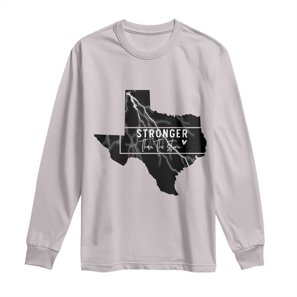 Strong Texas Long Sleeve Shirt Stronger Than The Storm Quote TS12 Ice Gray Print Your Wear