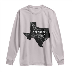 Strong Texas Long Sleeve Shirt Stronger Than The Storm Quote TS12 Ice Gray Print Your Wear