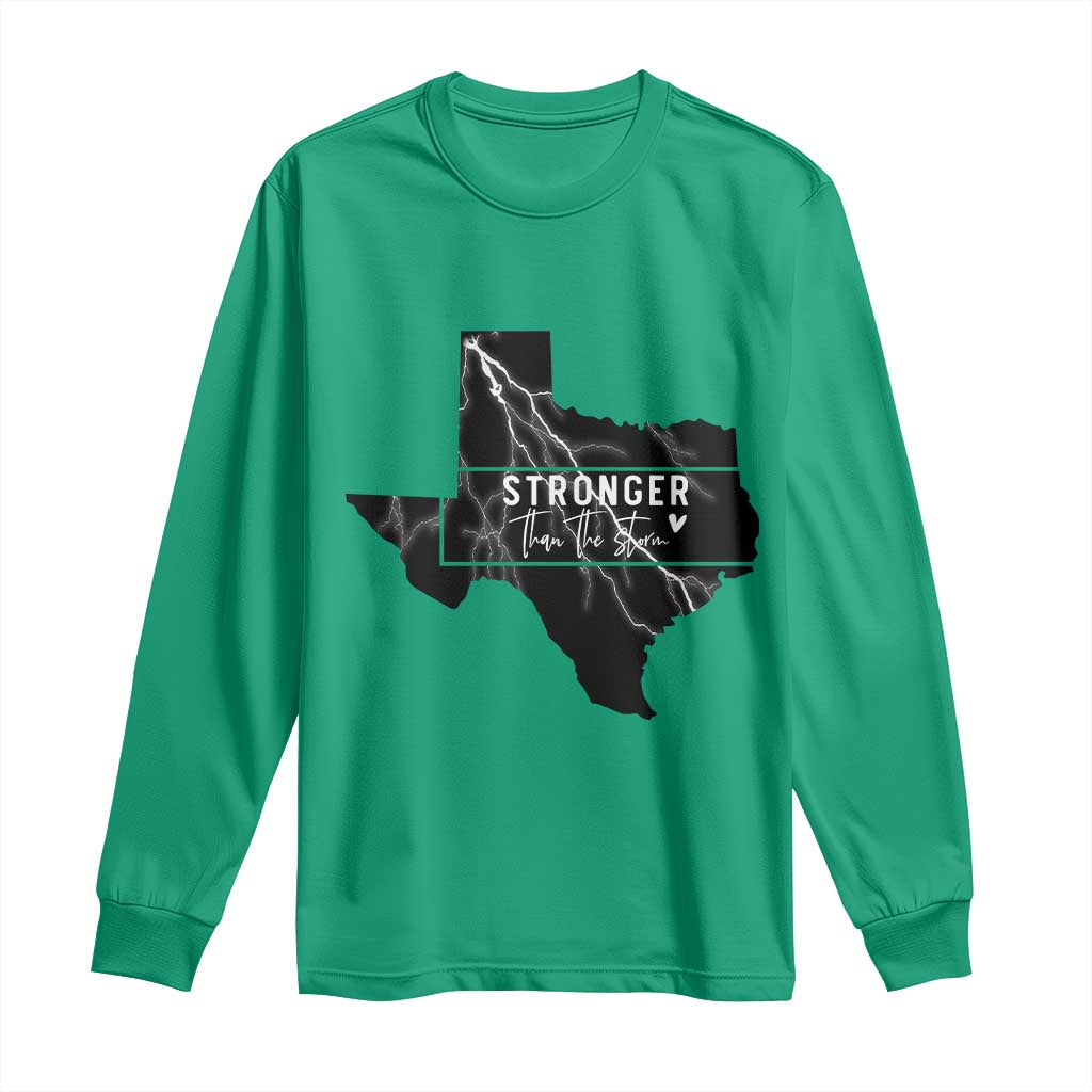 Strong Texas Long Sleeve Shirt Stronger Than The Storm Quote TS12 Irish Green Print Your Wear