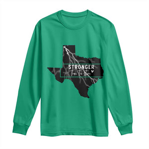 Strong Texas Long Sleeve Shirt Stronger Than The Storm Quote TS12 Irish Green Print Your Wear