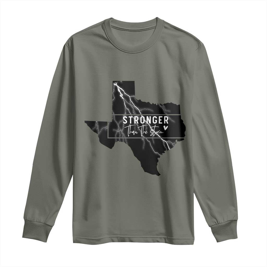 Strong Texas Long Sleeve Shirt Stronger Than The Storm Quote TS12 Military Green Print Your Wear