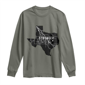 Strong Texas Long Sleeve Shirt Stronger Than The Storm Quote TS12 Military Green Print Your Wear