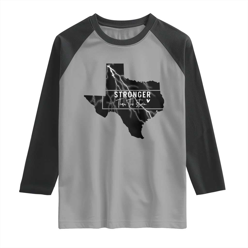 Strong Texas Raglan Shirt Stronger Than The Storm Quote TS12 Sport Gray Black Print Your Wear