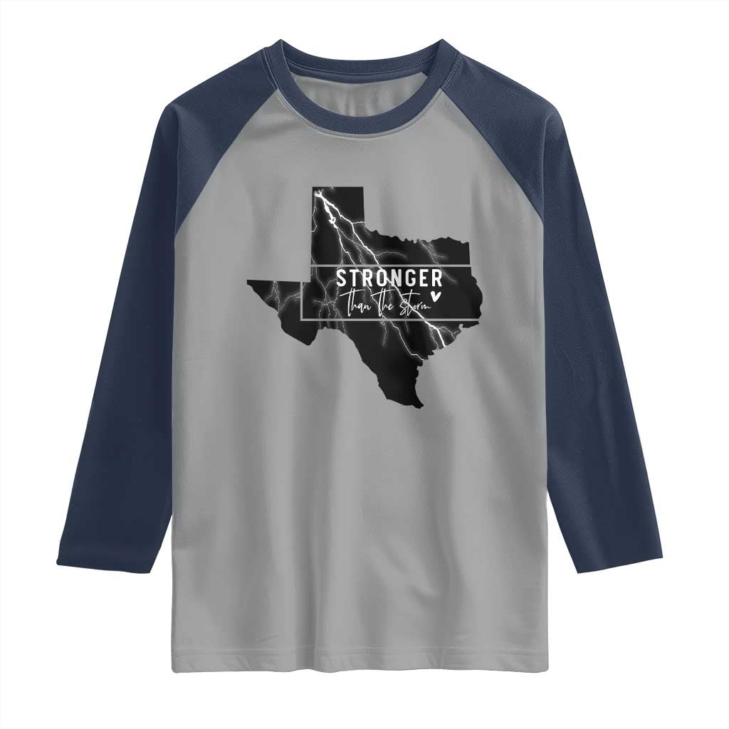 Strong Texas Raglan Shirt Stronger Than The Storm Quote TS12 Sport Gray Navy Print Your Wear