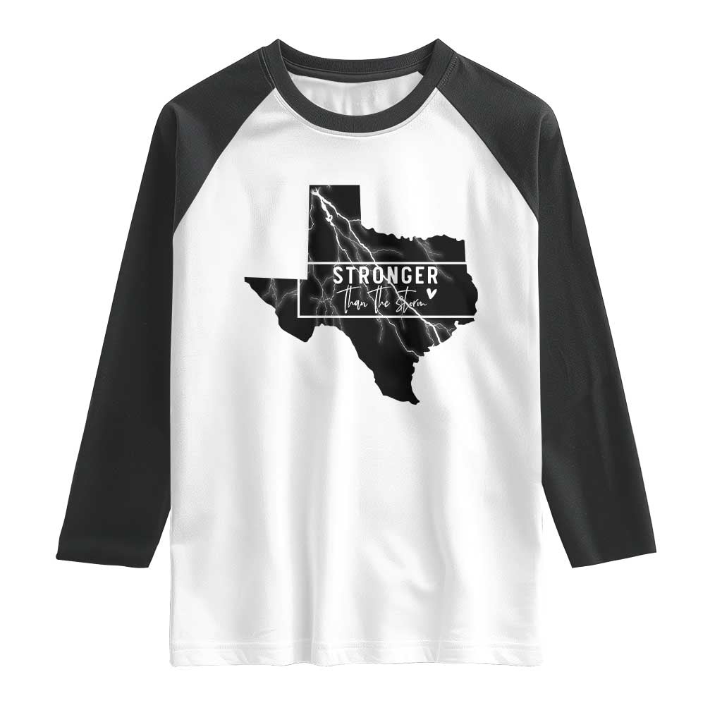 Strong Texas Raglan Shirt Stronger Than The Storm Quote TS12 White Black Print Your Wear