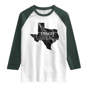 Strong Texas Raglan Shirt Stronger Than The Storm Quote TS12 White Dark Forest Green Print Your Wear