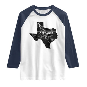 Strong Texas Raglan Shirt Stronger Than The Storm Quote TS12 White Navy Print Your Wear