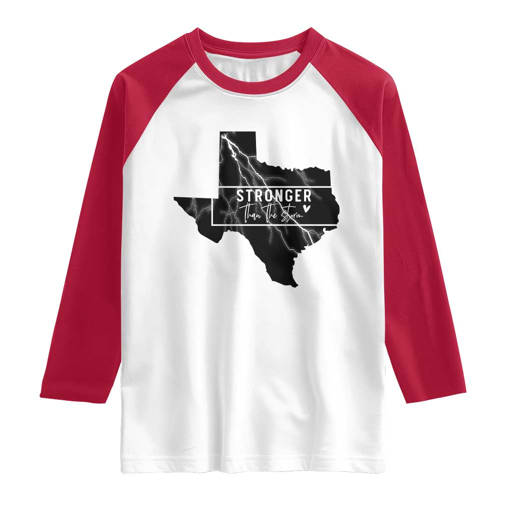 Strong Texas Raglan Shirt Stronger Than The Storm Quote TS12 White Red Print Your Wear