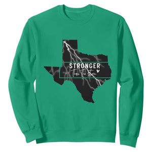 Strong Texas Sweatshirt Stronger Than The Storm Quote TS12 Irish Green Print Your Wear