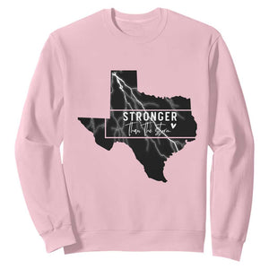 Strong Texas Sweatshirt Stronger Than The Storm Quote TS12 Light Pink Print Your Wear