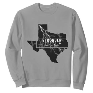 Strong Texas Sweatshirt Stronger Than The Storm Quote TS12 Sport Gray Print Your Wear