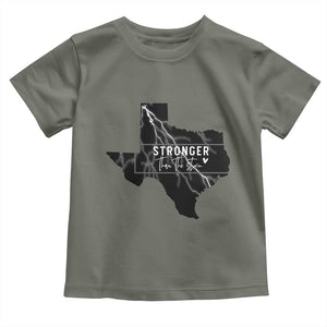 Strong Texas Toddler T Shirt Stronger Than The Storm Quote TS12 Military Green Print Your Wear