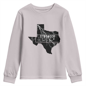 Strong Texas Youth Sweatshirt Stronger Than The Storm Quote TS12 Ice Gray Print Your Wear
