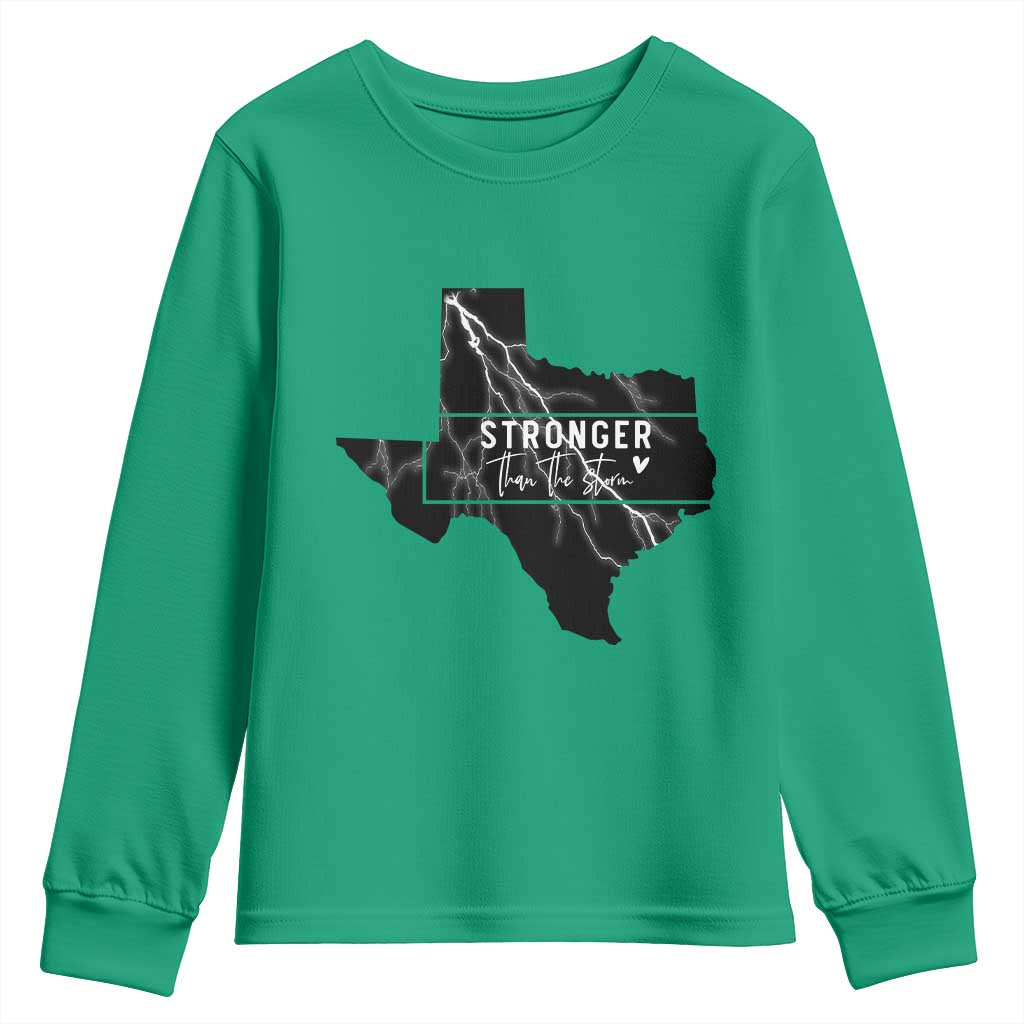 Strong Texas Youth Sweatshirt Stronger Than The Storm Quote TS12 Irish Green Print Your Wear