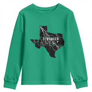 Strong Texas Youth Sweatshirt Stronger Than The Storm Quote TS12 Irish Green Print Your Wear