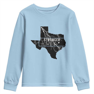 Strong Texas Youth Sweatshirt Stronger Than The Storm Quote TS12 Light Blue Print Your Wear
