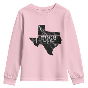Strong Texas Youth Sweatshirt Stronger Than The Storm Quote TS12 Light Pink Print Your Wear